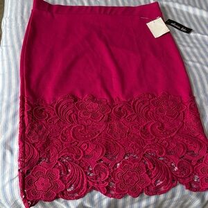 Chicwish Women's Fuchsia Lace Pencil Skirt